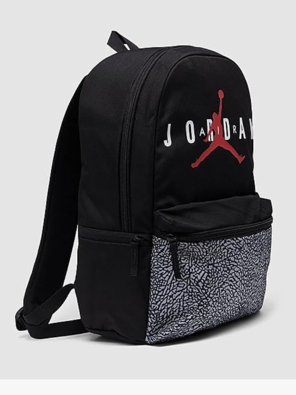 Jordan Black Backpack with Red Jumpman and Grey Accent Pocket